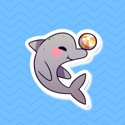 super kawaii dolphin! adorable aquatic friend-for laptop, planner, phone case