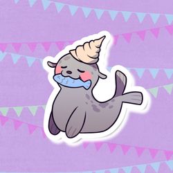 super kawaii seal or seal lion! adorable zoo animal friend-for laptop, planner, phone case