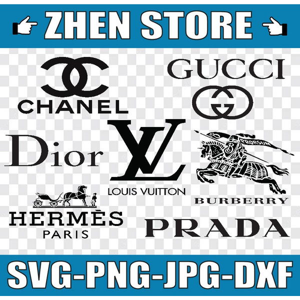 LOGO Fashion brand BUNLDE: Louis Vuitton svg, Chanel svg, Burberry svg,  Prada svg, Gucci svg, Hermes Paris svg, Dior svg