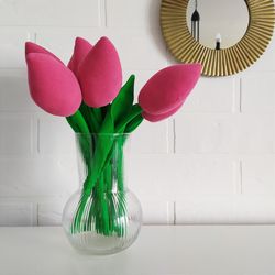 Interior decoration textile flowers tulips, 7pcs