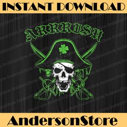 arrrish st. patrick's day irish pirate skull shamrock png sublimation designs