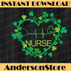 heart shamrock nurse st patrick's day nursing png sublimation designs