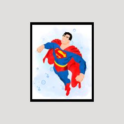 Superman DC Superheroes Art Print Digital Files decor nursery room watercolor