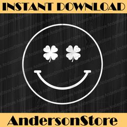 st. patrick's day white smiley face clover trendy png sublimation designs