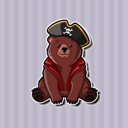cute pirate captain bear! super adorable kawaii pirate pal friend-for laptop, planner, phone case