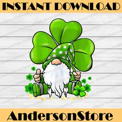 cute gnome lucky shamrock clover st patrick's day png sublimation designs