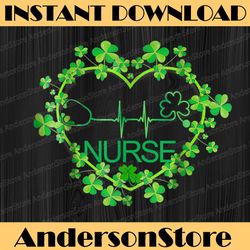 heart shamrock nurse st patrick's day nursing png sublimation designs