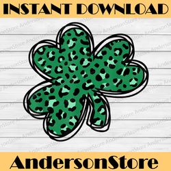 st. patrick's day green leopard clover shamrock png sublimation designs