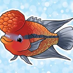 flowerhorn fish animal sticker!- adorable gift friend-for laptop, planner, phone case
