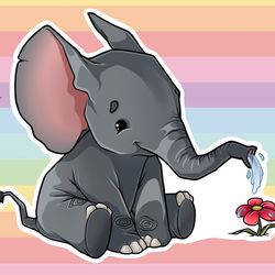 elephant gardener watering flower animal sticker!- adorable gift friend-for laptop, planner, phone case