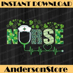 irish nurse shamrock stethoscope st patrick's day nurse png sublimation designs