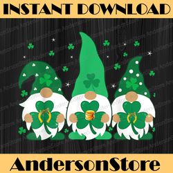 3 irish gnome leprechaun shamrock gnomes st. patrick's day png sublimation designs