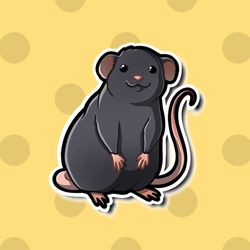super adorable rat sticker. kawaii rodent friend friend-for laptop, planner, phone case