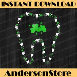 tooth with shamrocks dental assistant happy st patrick's day png sublimation designs