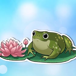 frog on a lillypad animal sticker!- adorable gift friend-for laptop, planner, phone case