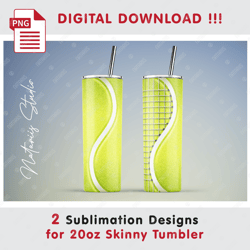 2 Tennis Templates - Seamless Sublimation Patterns - 20oz SKINNY TUMBLER - Full Tumbler Wrap
