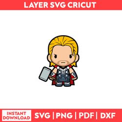 Movie TheAvengers Tho Svg, Chibi Avengers Cliparts Svg, Bluey Characters Svg, Png, pdf, dxf digital file.