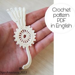 Motif Antique crochet bud , crochet motif , crochet flower pattern , crochet decor , Crochet white openwork flower.