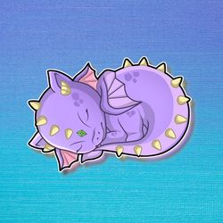 super kawaii sleeping dragon sticker! adorable kawaii dragon friend-for laptop, planner, phone case