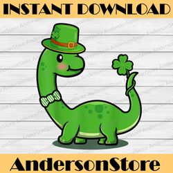 kid's dinosaur shamrock st patrick's day png sublimation designs