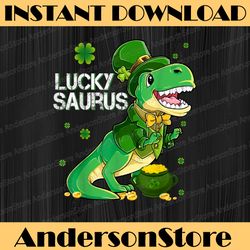 luckysaurus dinosaur shamrock st patricks day dino png sublimation designs