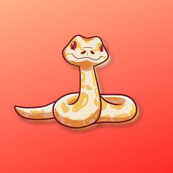 super kawaii albino ball python morph sticker! adorable little reptile-for laptop, planner, phone case