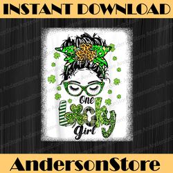funny one lucky girl irish saint patrick day matching png sublimation designs