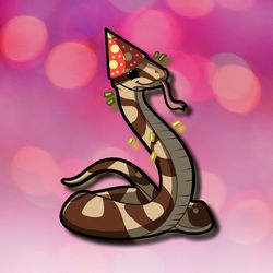 super kawaii ball python wear a birthday, party hat sticker! adorable little reptile-for laptop, planner, phone case