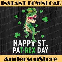 happy st pat t-rex saint patrick's day dinosaur png sublimation designs
