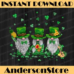 st patrick's day gnome pineapple lucky shamrock png sublimation designs