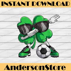 dabbing shamrock soccer, soccer st patricks day png sublimation designs