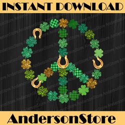 lucky shamrock horseshoe peace sign st patrick's day hippie png sublimation designs
