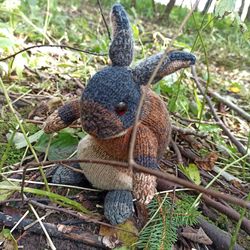 Realistic knit bunny toy Stuffed crochet rabbit Bunny plush Amigurumi animal