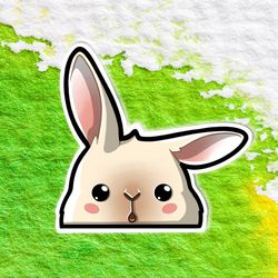 kawaii bunny peeker sticker. super adorable kawaii rabbit friend-for laptop, planner, phone case