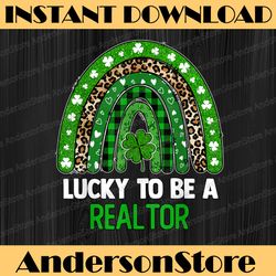 lucky to be a realtor leopard rainbow st patrick's day png sublimation designs