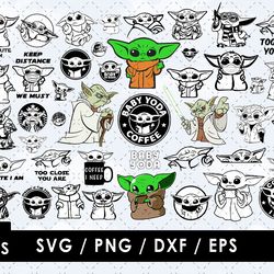 Baby Yoda Svg Files, Baby Yoda Png Files, Vector Png Images, SVG Cut File for Cricut, Clipart Bundle Pack