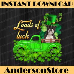 loads of luck truck boston terrier st patrick's day png sublimation designs
