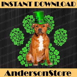 staffordshire bull terrier shamrock clovers st patrick's day png sublimation designs