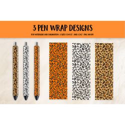 Fall Leaves Pen Wrap Sublimation. Leopard Print Pen PNG