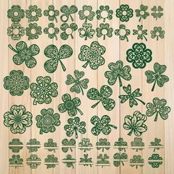 Mandala Shamrock  Four Leaf Clover For St. Patrick's Day Clover Monogram Frame SVG Cut Files PNG EPS DXF Cloverleaf SVG