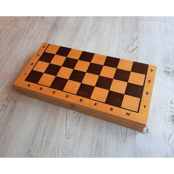 folding wooden soviet chess board medium size 42 mm cell