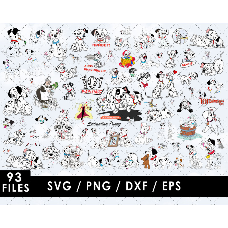 101 Dalmatians SVG, Pongo SVG, Perdita SVG, Cruella de Vil SVG, Patch SVG, Lucky SVG, Dalmatian puppies SVG, Disney characters SVG, Kids' room decor SVG, SVG fo