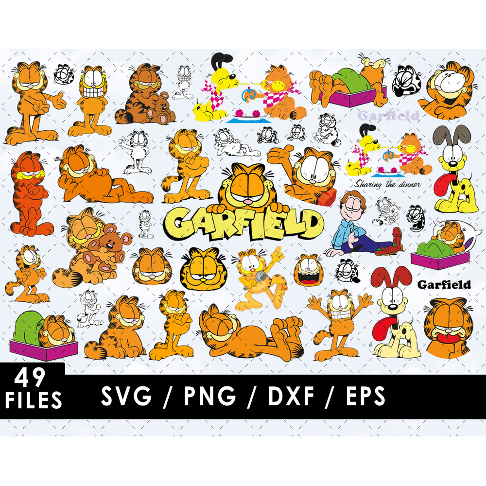 Garfield SVG, Odie SVG, Jon Arbuckle SVG, Arlene SVG, Nermal SVG, Pooky SVG, Lasagna SVG, Garfield cartoon SVG, Cartoon cat SVG, Kids' room decor SVG, SVG for C
