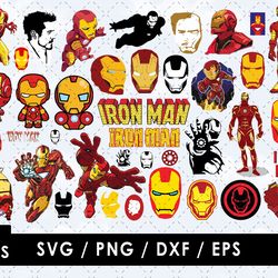 iron man svg files, iron man png files, vector png images, svg cut file for cricut, clipart bundle pack
