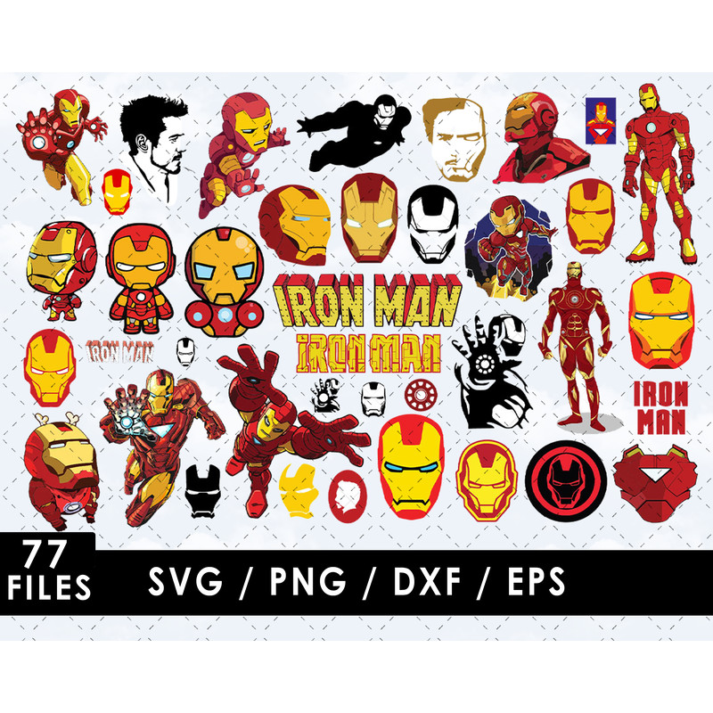 Iron Man SVG, Tony Stark SVG, Mark I to Mark LXXXV SVG, Iron Man suit SVG, Arc Reactor SVG, Jarvis SVG, Iron Man helmet SVG, Iron Man logo SVG, Marvel Comics SV