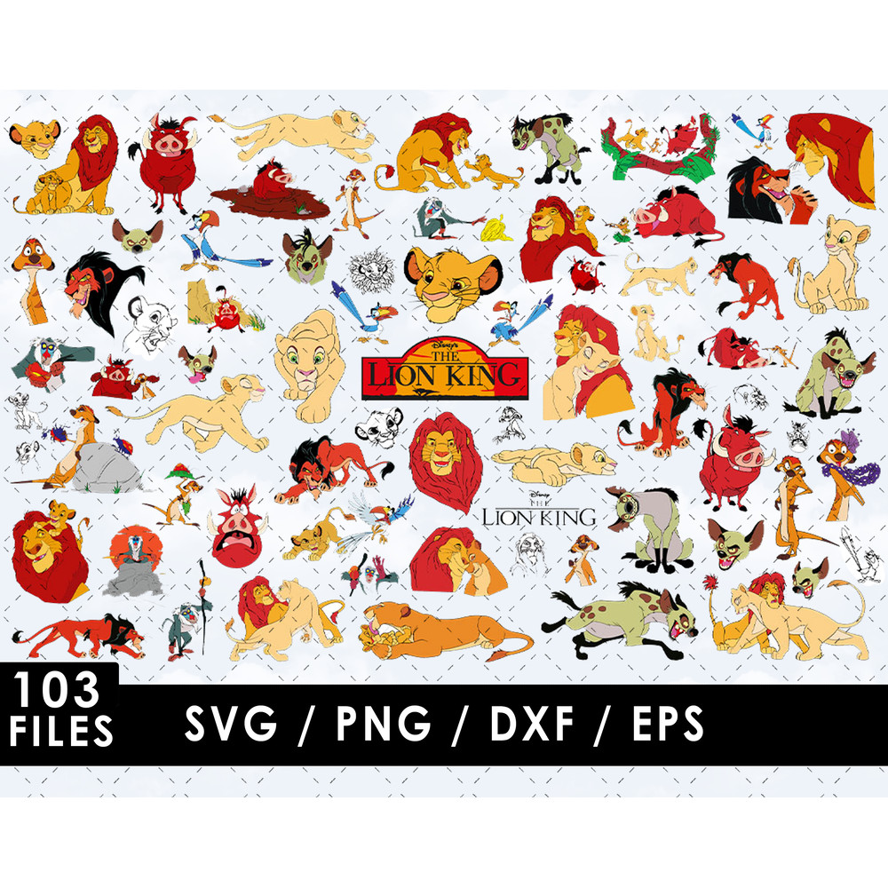 Simba SVG, Mufasa SVG, Nala SVG, Scar SVG, Timon SVG, Pumbaa SVG, Rafiki SVG, Sarabi SVG, Zazu SVG, The Lion King characters SVG, Disney movie SVG, Kids' room d
