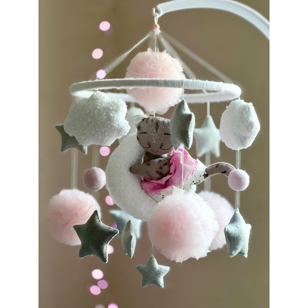 cat mobile crib nursery decor baby mobile girl