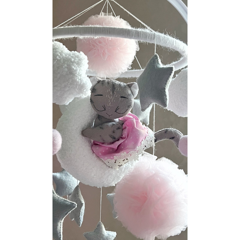 cat mobile crib nursery decor baby mobile girl
