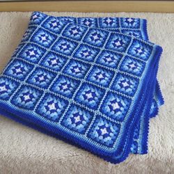 Daisy Crochet Blanket, Granny Square Crochet Blanket, Handmade Blanket