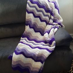 crochet ripple afghan blanket, handmade blanket, chevron stitch ripple afghan crochet blanket